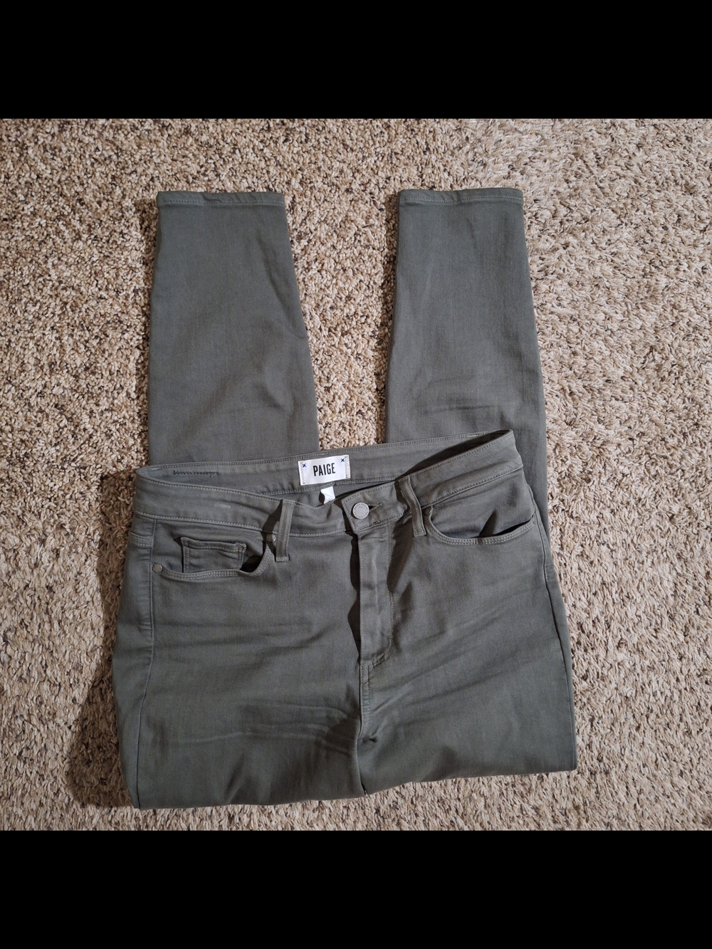 PAIGE Hoxton High Rise Ankle Skinny Jeans Olive Green Size 30